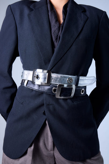 REVERSIBLE BELT SILVER/ BLACK