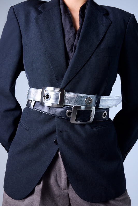 REVERSIBLE BELT SILVER/ BLACK