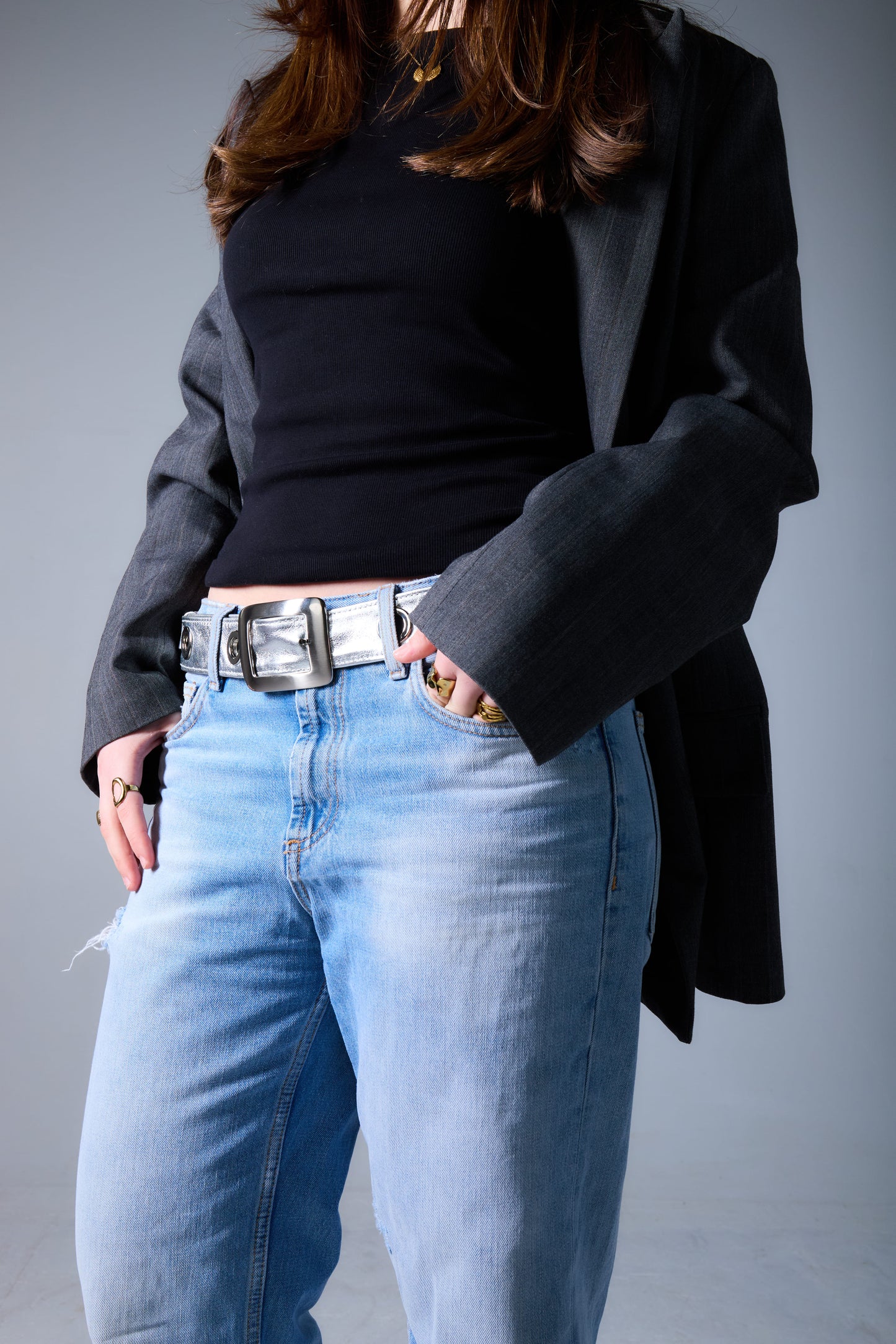 REVERSIBLE BELT SILVER/ BLACK